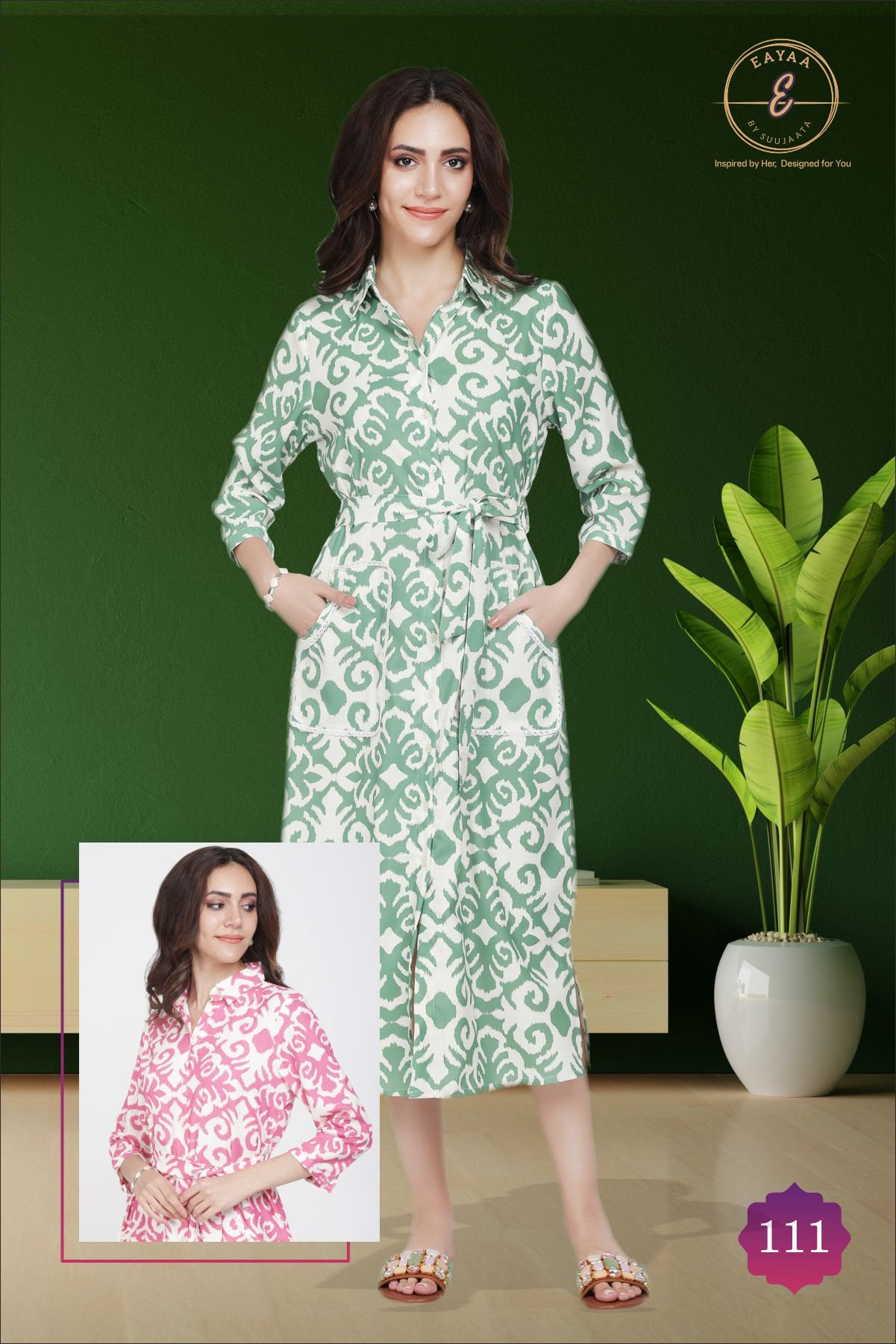 Waist-Fit Button-Up Dress