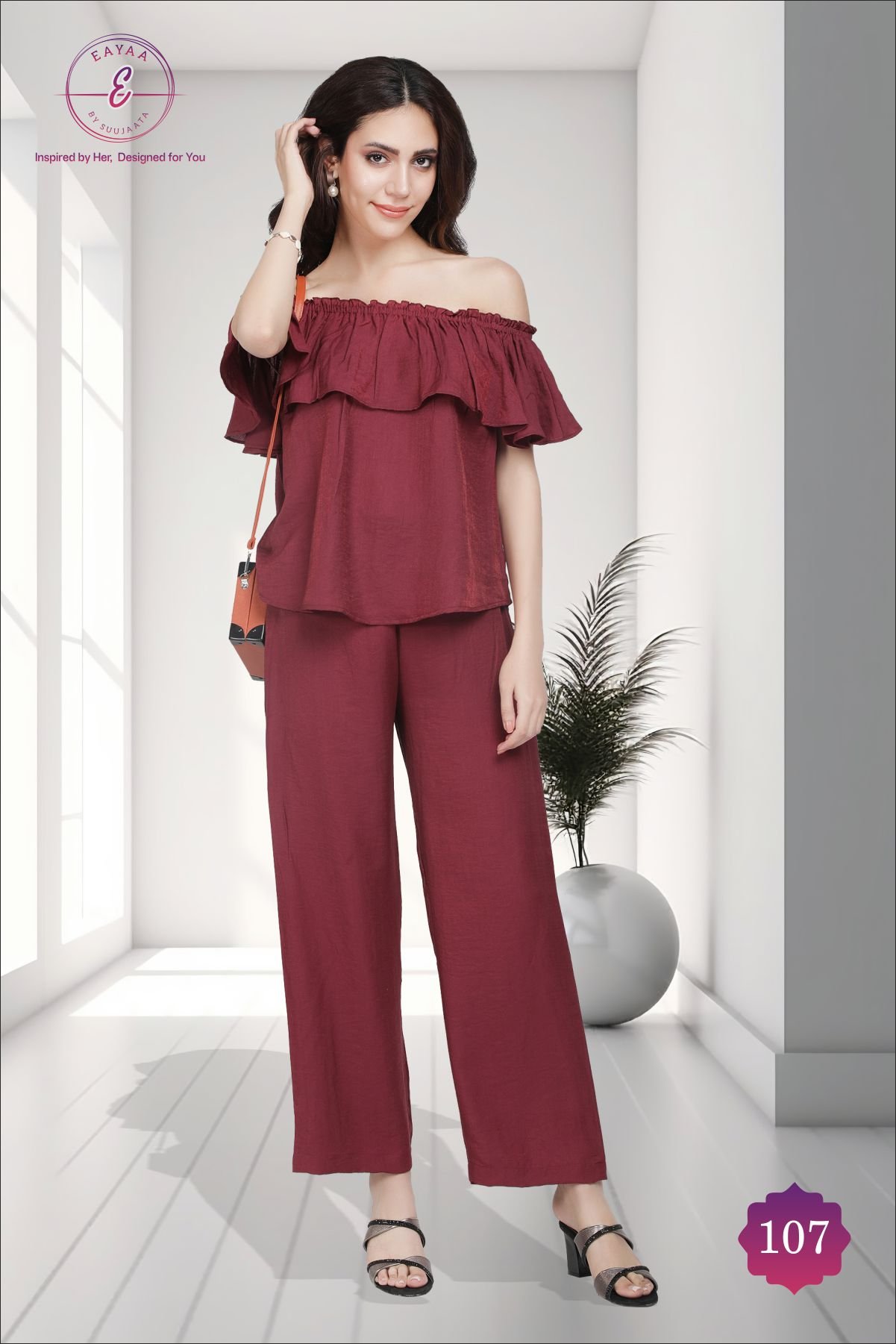 Off-Shoulder Top and Pant Co-ord Set